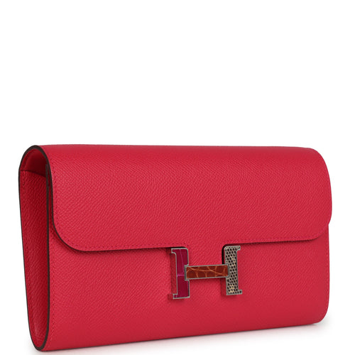 Pre-owned Hermes Constance Wallet To Go Rose Extreme Marquette Epsom Palladium Hardware