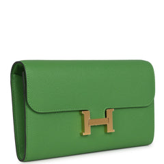 Hermes Constance Wallet To Go Vert Yucca Epsom Gold Hardware