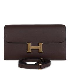 Hermes Constance Wallet To Go  Moka Evercolor Gold Hardware