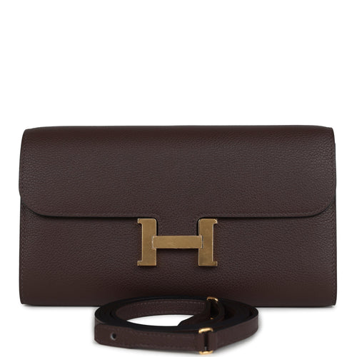 Hermes Constance Wallet To Go  Moka Evercolor Gold Hardware