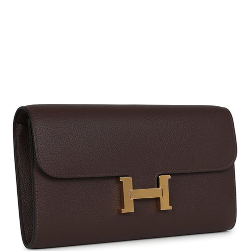 Hermes Constance Wallet To Go  Moka Evercolor Gold Hardware