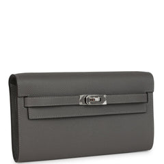 Hermes Kelly Wallet To Go Gris Meyer Epsom Palladium Hardware