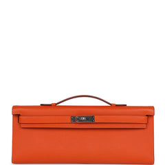 Pre-owned Hermes Kelly Cut Feu Epsom Palladium Hardware