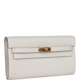 Hermes Kelly Wallet To Go Gris Pale Epsom Gold Hardware