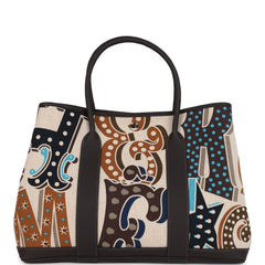 Hermes Garden Party 36 Electrique Ecru and Beige Multi Toile H and Ebene Negonda Palladium Hardware