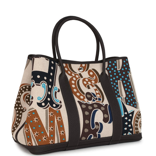 Hermes Garden Party 36 Electrique Ecru and Beige Multi Toile H and Ebene Negonda Palladium Hardware