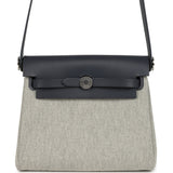 Hermes Herbag Zip 20 Mini Ecru and Ardoise Toile H Canvas and Ardoise Vache Hunter Palladium Hardware - Thumbnail View 1