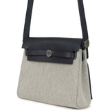 Hermes Herbag Zip 20 Mini Ecru and Ardoise Toile H Canvas and Ardoise Vache Hunter Palladium Hardware - Thumbnail View 4