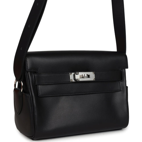 Hermes Kelly Messenger PM Black Evergrain Palladium Hardware
