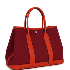 Hermes Garden Party 30 Rubis Officier Canvas and Capucine Negonda Palladium Hardware