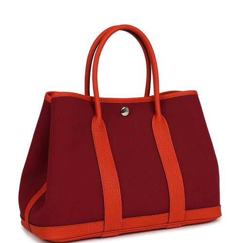 Hermes Garden Party 30 Rubis Officier Canvas and Capucine Negonda Palladium Hardware