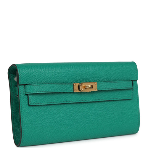 Hermes Kelly Wallet To Go Vert Jade Epsom Gold Hardware