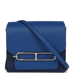Hermes Mini Sac Roulis Bi-color Bleu Saphir and Bleu France Evercolor Palladium Hardware