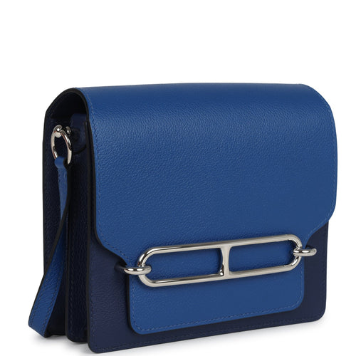 Hermes Mini Sac Roulis Bi-color Bleu Saphir and Bleu France Evercolor Palladium Hardware