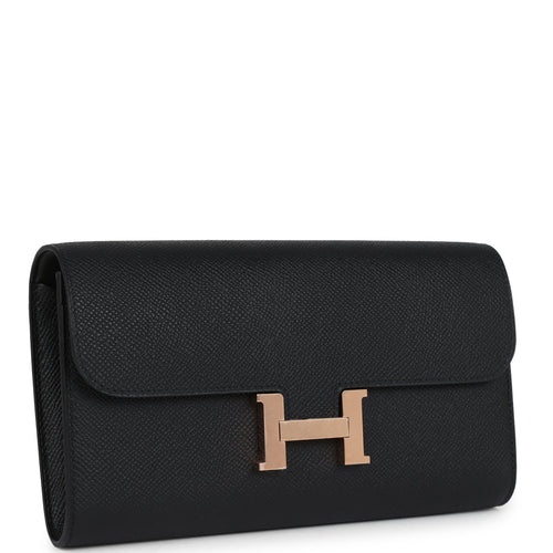 Hermes Constance Wallet To Go Black Epsom Rose Gold Hardware