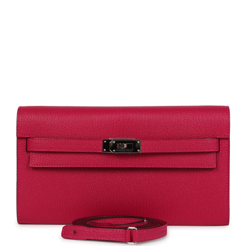 Hermes Kelly Wallet To Go Rose Mexico Chevre Palladium Hardware