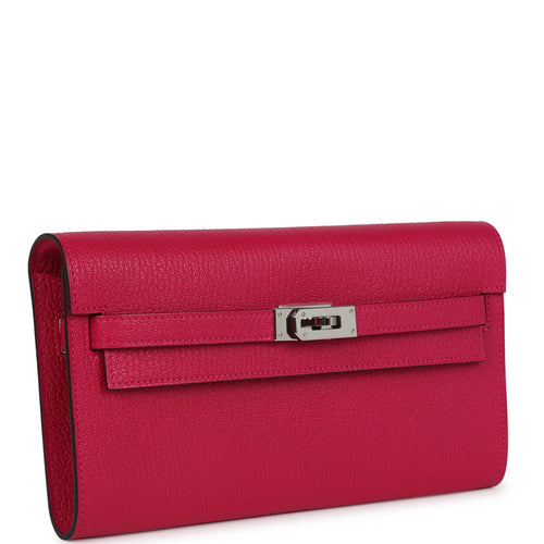 Hermes Kelly Wallet To Go Rose Mexico Chevre Palladium Hardware