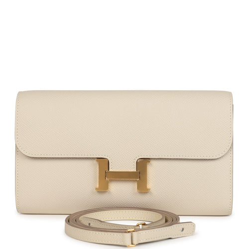 Hermes Constance To Go Wallet Craie Epsom Gold Hardware