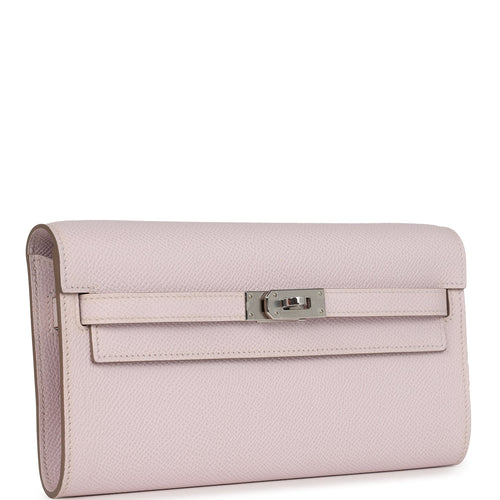 Hermes Kelly Wallet To Go Mauve Pale Epsom Palladium Hardware