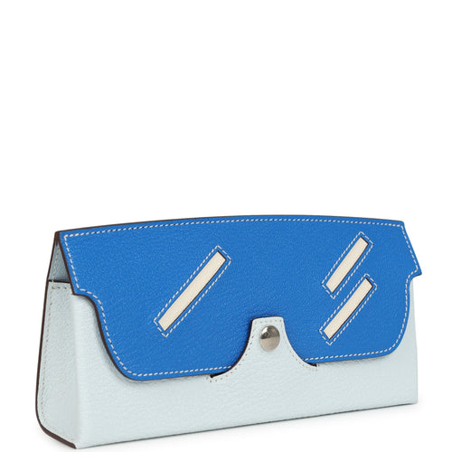 Hermes In the Loop Wink Glasses Case Charm Bleu Brume and Bleu Hydra Chevre Mysore Palladium Hardware