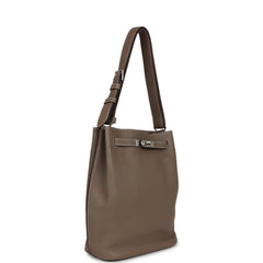 Pre-owned Hermes So Kelly 22 Etoupe Clemence Palladium Hardware