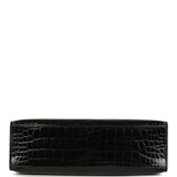 Hermes Kelly Pochette Black Shiny Porosus Crocodile Gold Hardware