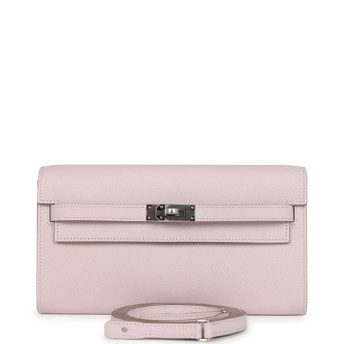 Hermes Kelly Wallet To Go Mauve Pale Epsom Palladium Hardware