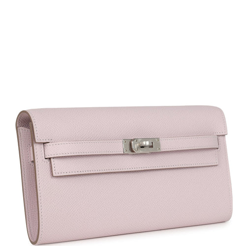 Hermes Kelly Wallet To Go Mauve Pale Epsom Palladium Hardware