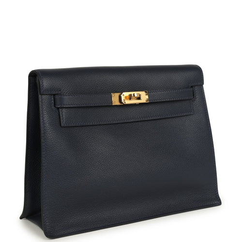 Pre-owned Hermes Kelly Danse Bleu Navy Evercolor Gold Hardware