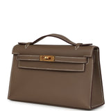 Hermes Kelly Pochette Etoupe Swift Gold Hardware - Thumbnail View 3