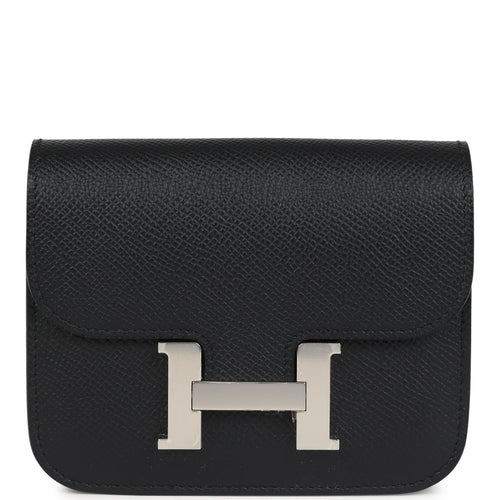 Hermes Constance Slim Wallet Black Epsom Palladium Hardware