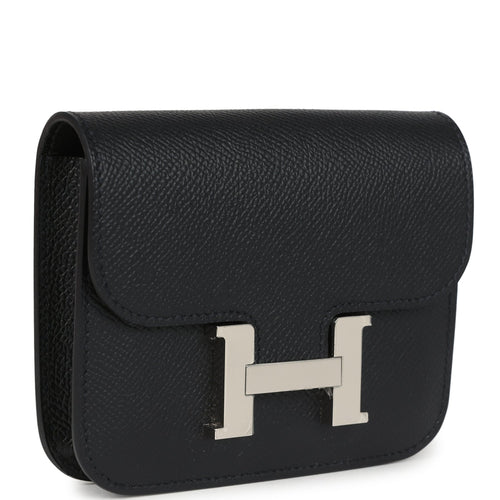 Hermes Constance Slim Wallet Black Epsom Palladium Hardware
