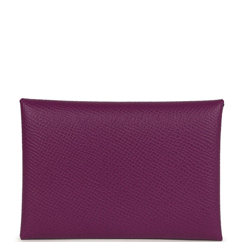Hermes Calvi Duo Card Holder Anemone Epsom Palladium Hardware
