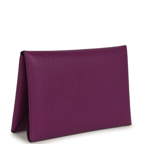 Hermes Calvi Duo Card Holder Anemone Epsom Palladium Hardware