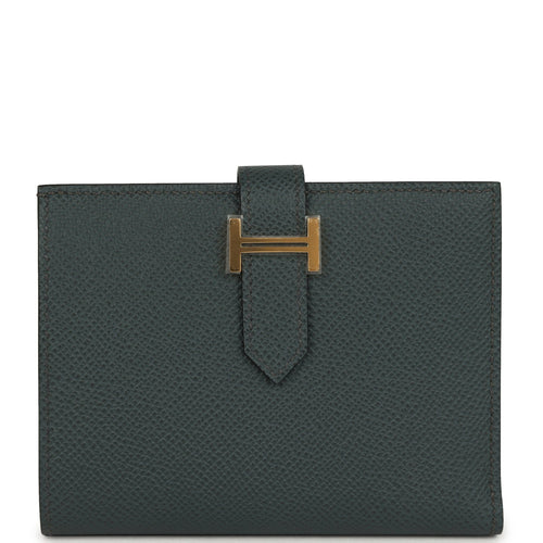 Hermes Bearn Compact Wallet Vert Fonce Epsom Gold Hardware