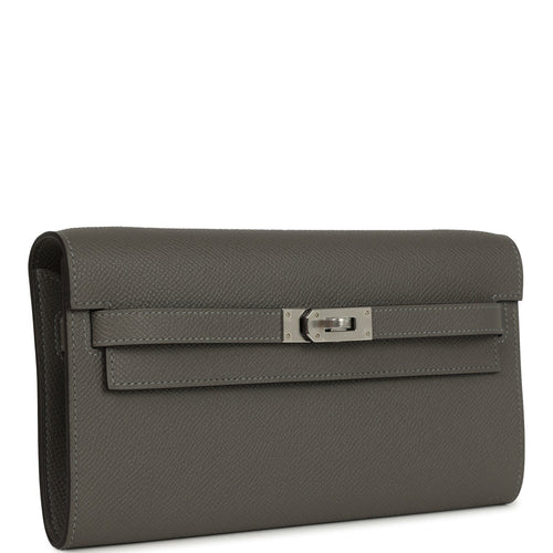 Hermes Kelly Wallet To Go Gris Meyer Epsom Palladium Hardware