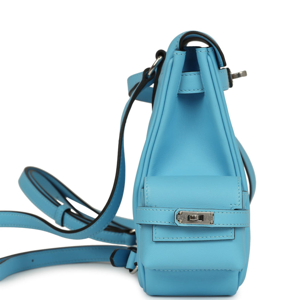 hermes mini kelly backpack Hermes Mini Kelly Jump Backpack Celeste Swift Palladium Hardware