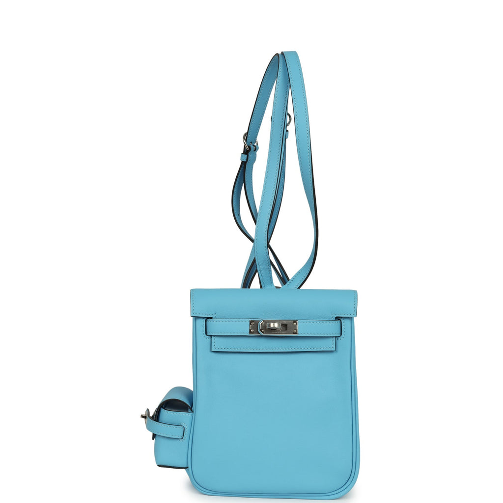 hermes mini backpack Hermes Mini Kelly Jump Backpack Celeste Swift Palladium Hardware