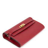 Hermes Kelly Wallet To Go Rouge Grenat Epsom Gold Hardware