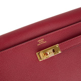 Hermes Kelly Wallet To Go Rouge Grenat Epsom Gold Hardware