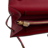 Hermes Kelly Wallet To Go Rouge Grenat Epsom Gold Hardware