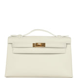Hermes Kelly Pochette White Swift Gold Hardware