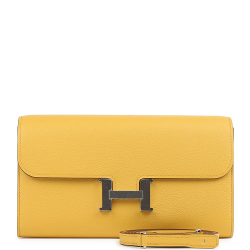 Hermes Constance To Go Wallet Jaune Ambre Evercolor Palladium Hardware