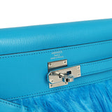Hermes Kelly Elan Foile Bleu Frida Chevre Chamkila and Ostrich Feathers Palladium Hardware