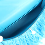 Hermes Kelly Elan Foile Bleu Frida Chevre Chamkila and Ostrich Feathers Palladium Hardware