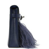 Hermes Kelly Elan Foile Bleu Saphir Chevre Chamkila and Ostrich Feathers Palladium Hardware