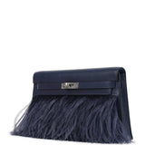 Hermes Kelly Elan Foile Bleu Saphir Chevre Chamkila and Ostrich Feathers Palladium Hardware