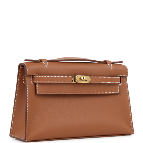 Hermes Kelly Pochette Gold Swift Gold Hardware