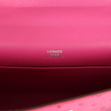 Pre-owned Hermes Kelly Pochette Fuchsia Ostrich Palladium Hardware
