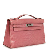 Pre-owned Hermes Kelly Pochette 5P Bubblegum Niloticus Lizard Palladium Hardware